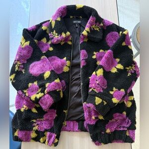 Loving Bloom Purple and Black Sherpa Jacket, size XL
